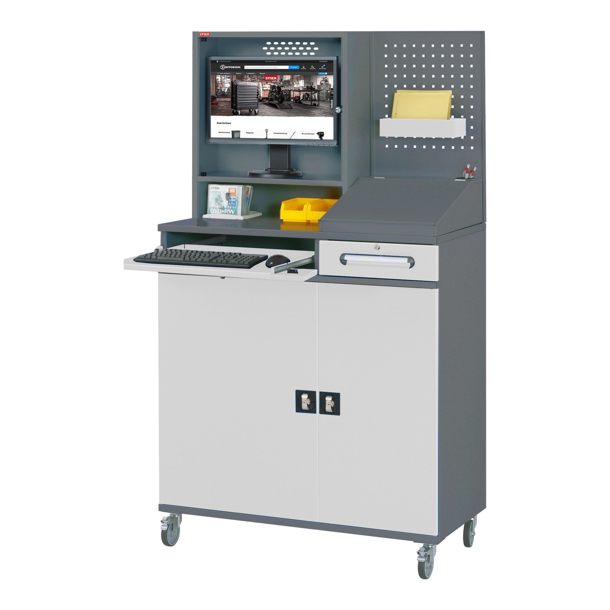 STIER Computerschrank Premium stationär BxTxH 650x520x1770 mm
