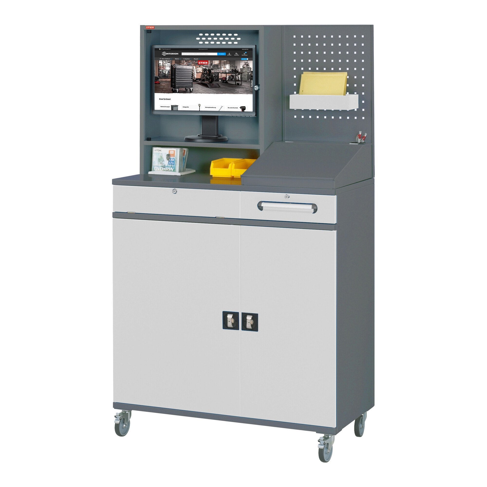 STIER Computerschrank Premium stationär BxTxH 650x520x1770 mm