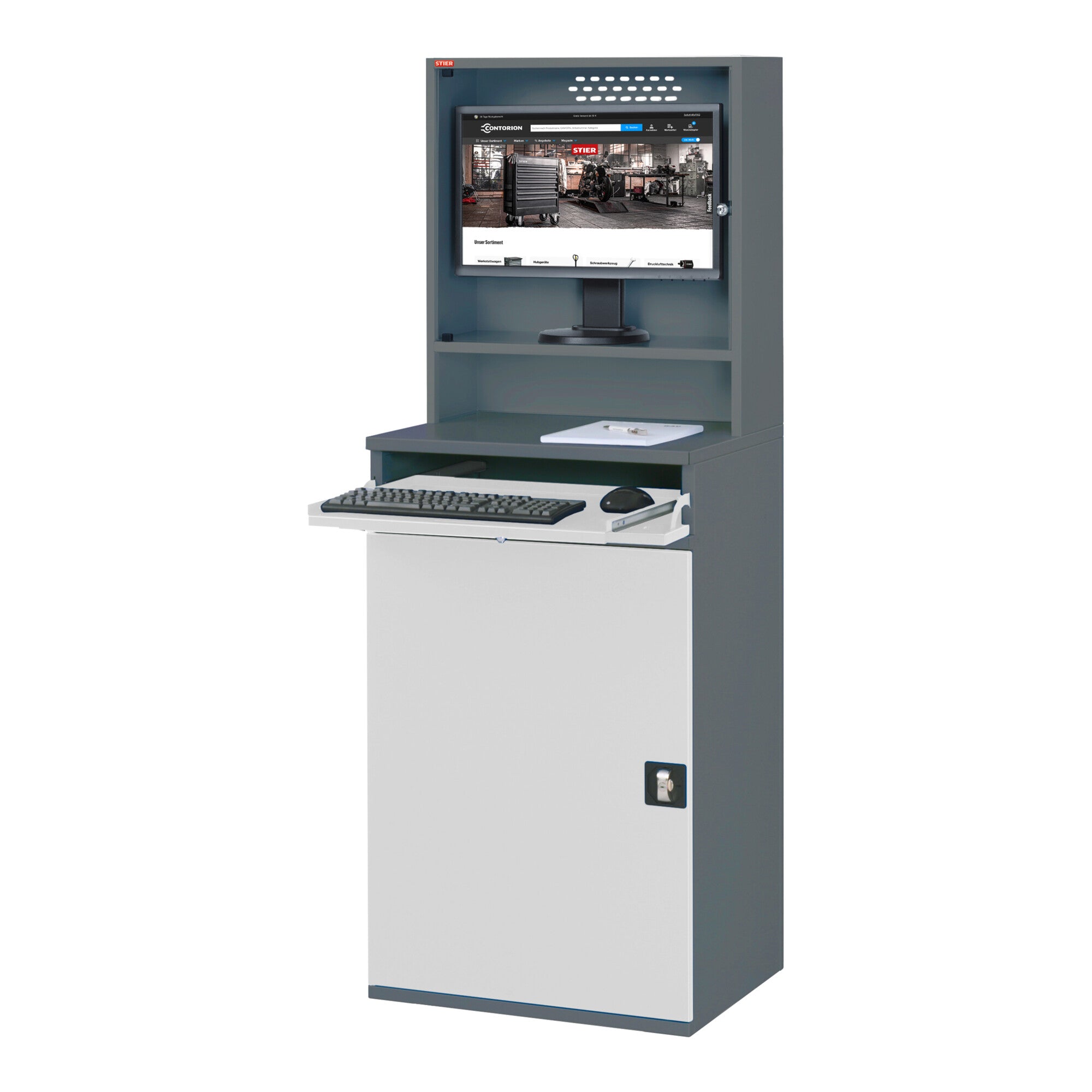 STIER Computerschrank Premium stationär BxTxH 650x520x1770 mm