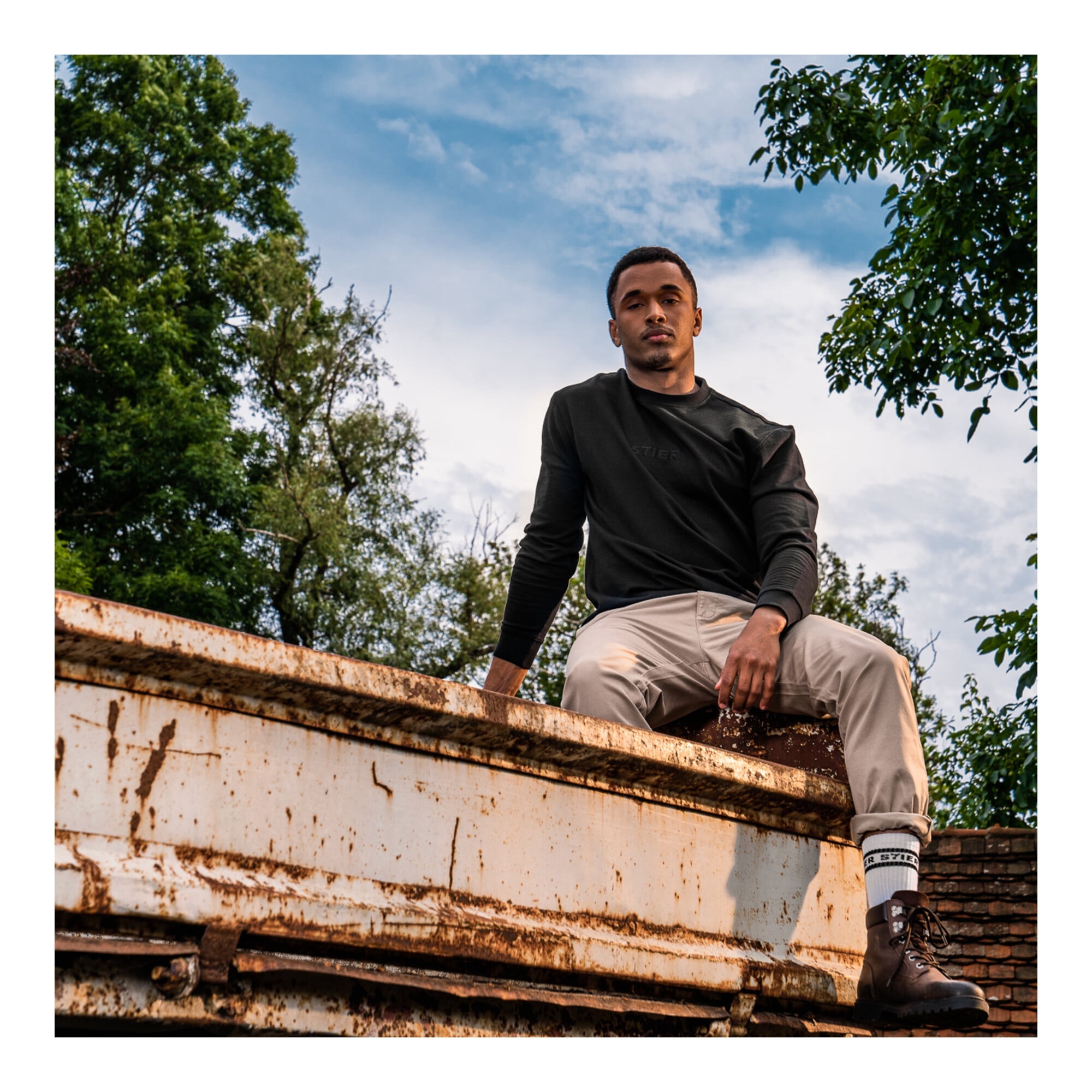 STIER Crew Sweat Style Embro XL Black