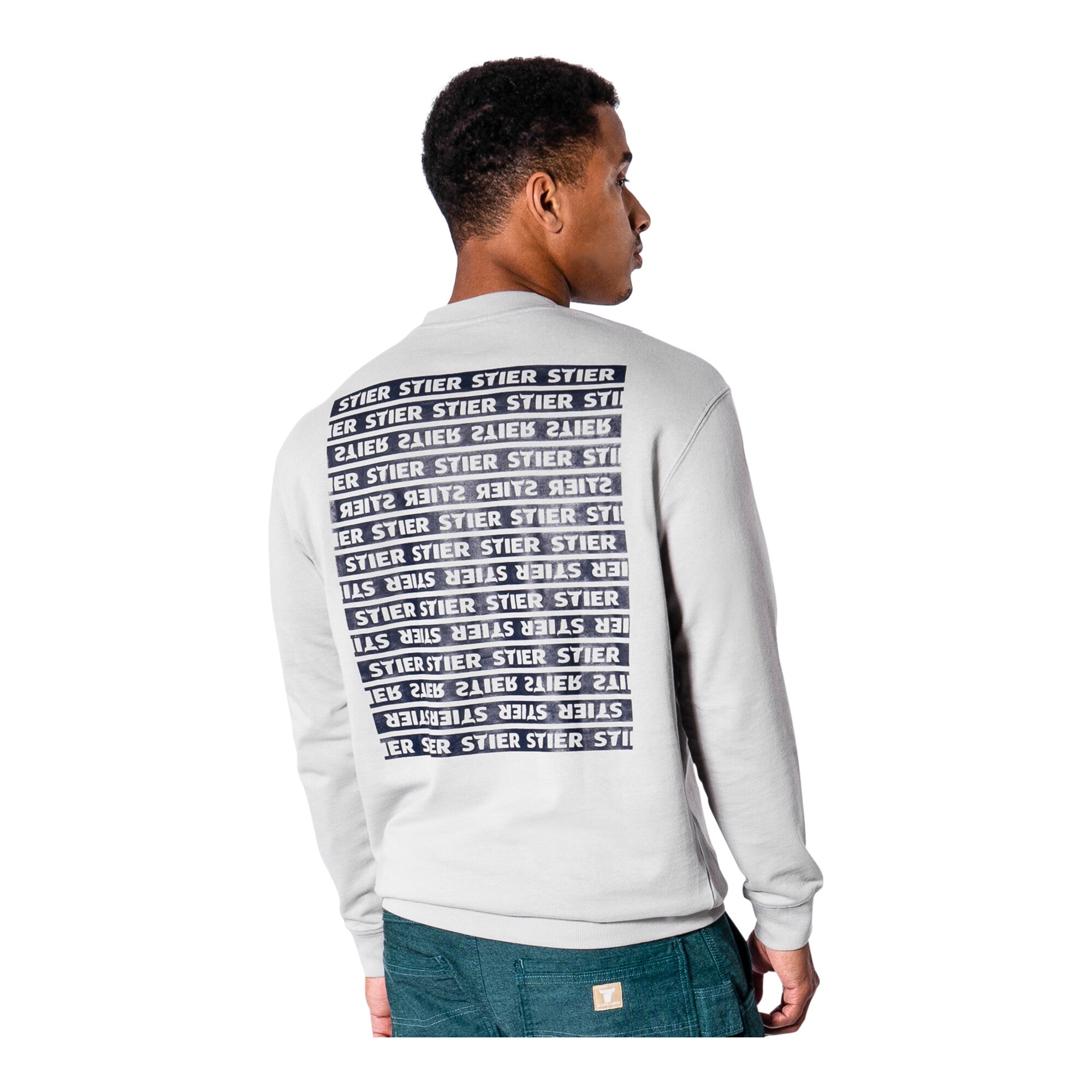 STIER Crew Sweat Style Print S Ice Grey