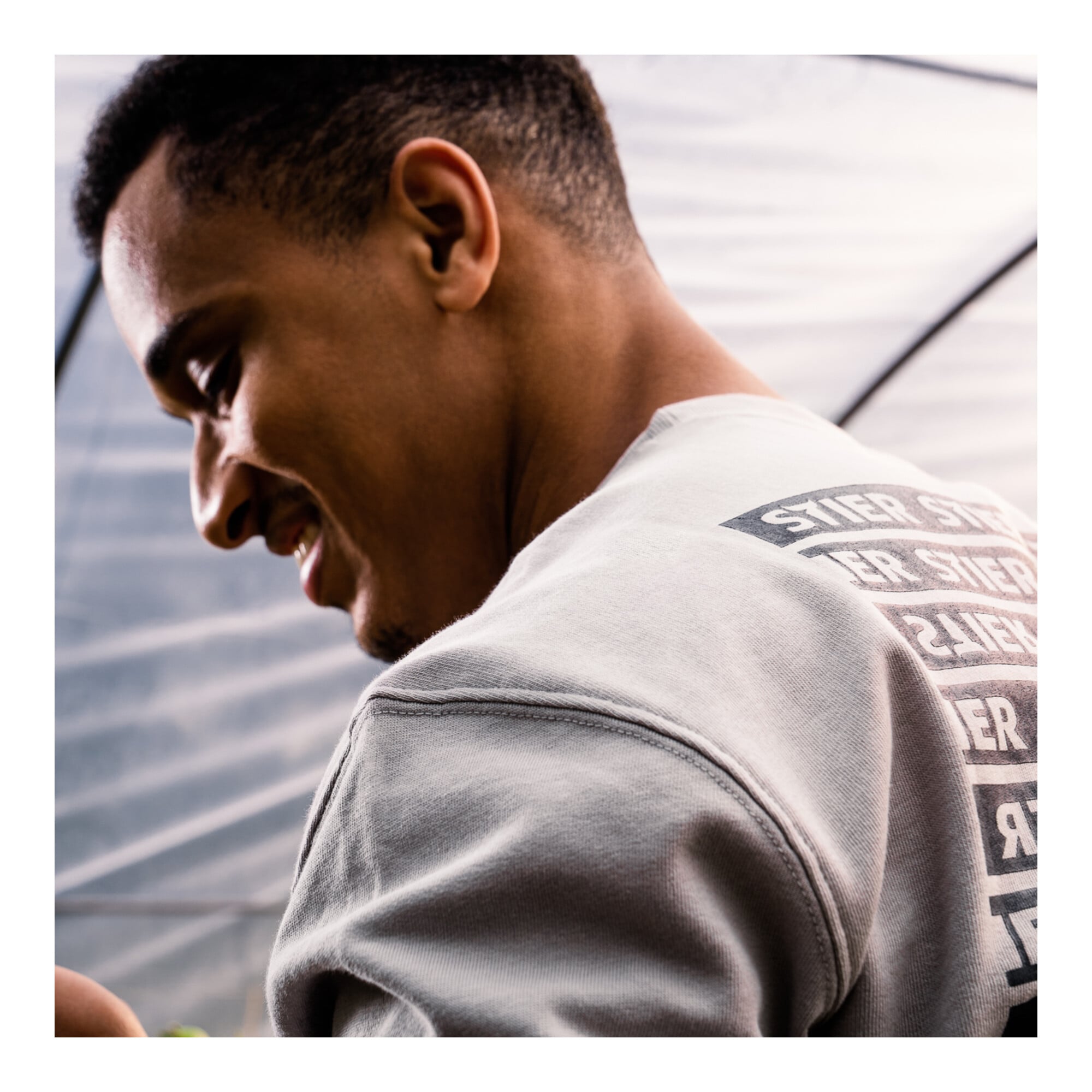 STIER Crew Sweat Style Print S Ice Grey