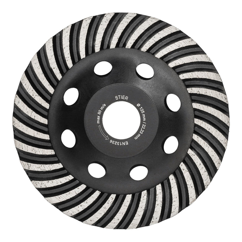 STIER Diamantschleiftopf 125 x 22,23 mm mit Turbo-Rand für Beton und Naturstein