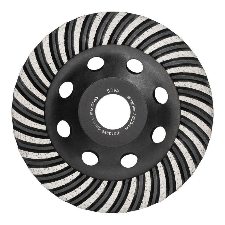 STIER Diamantschleiftopf 125 x 22,23 mm mit Turbo-Rand für Beton und Naturstein