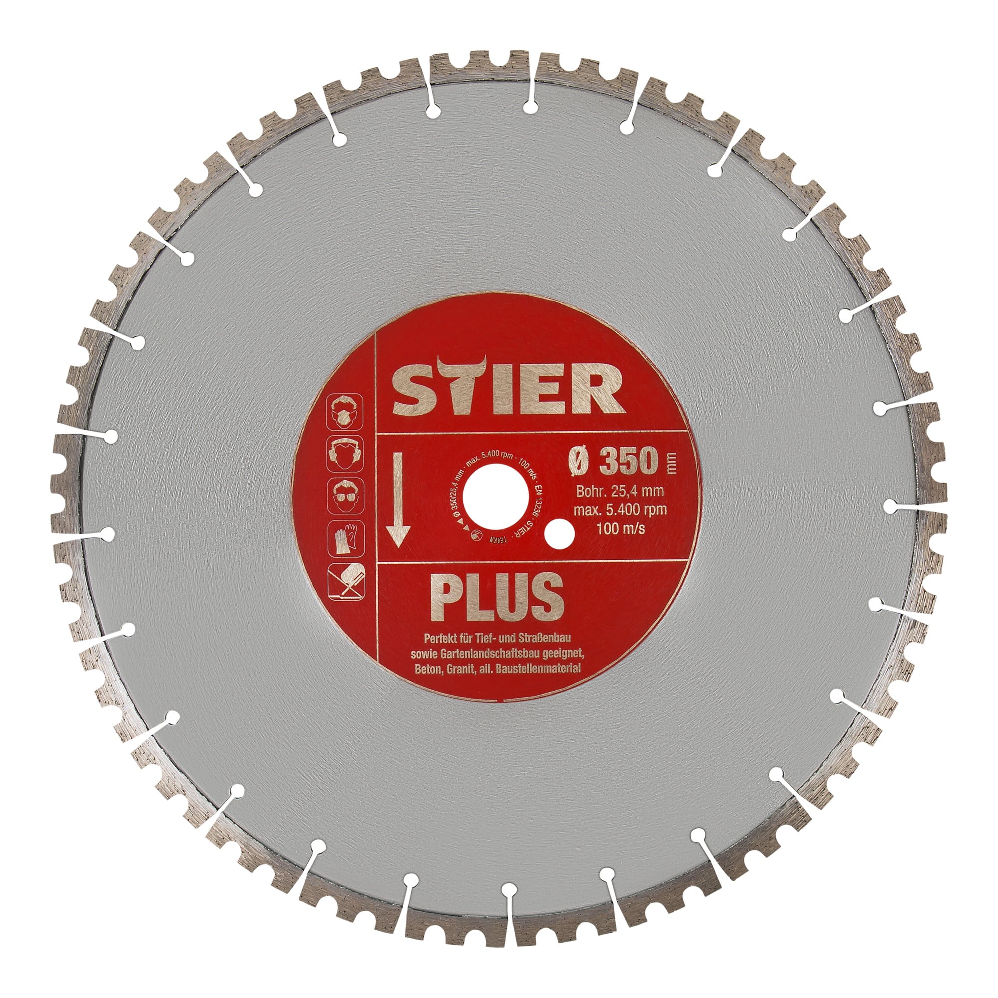 STIER Diamanttrennscheibe Plus Ø350mm Beton Granit Stein Bohrung 20 bis 25,4mm
