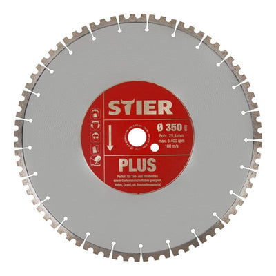 STIER diamond cutting disc Plus Ø350mm concrete granite stone bore 20 to 25.4mm