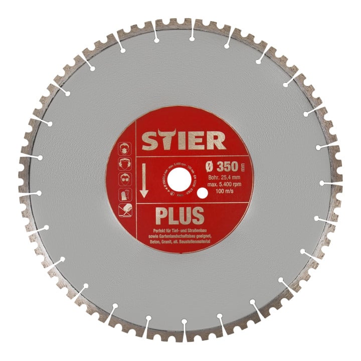STIER diamond cutting disc Plus Ø350mm concrete granite stone bore 20 to 25.4mm