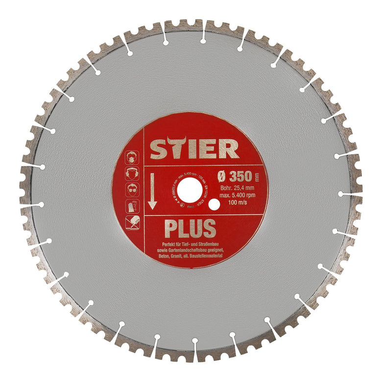 STIER diamond cutting disc Plus Ø350mm concrete granite stone bore 20 to 25.4mm