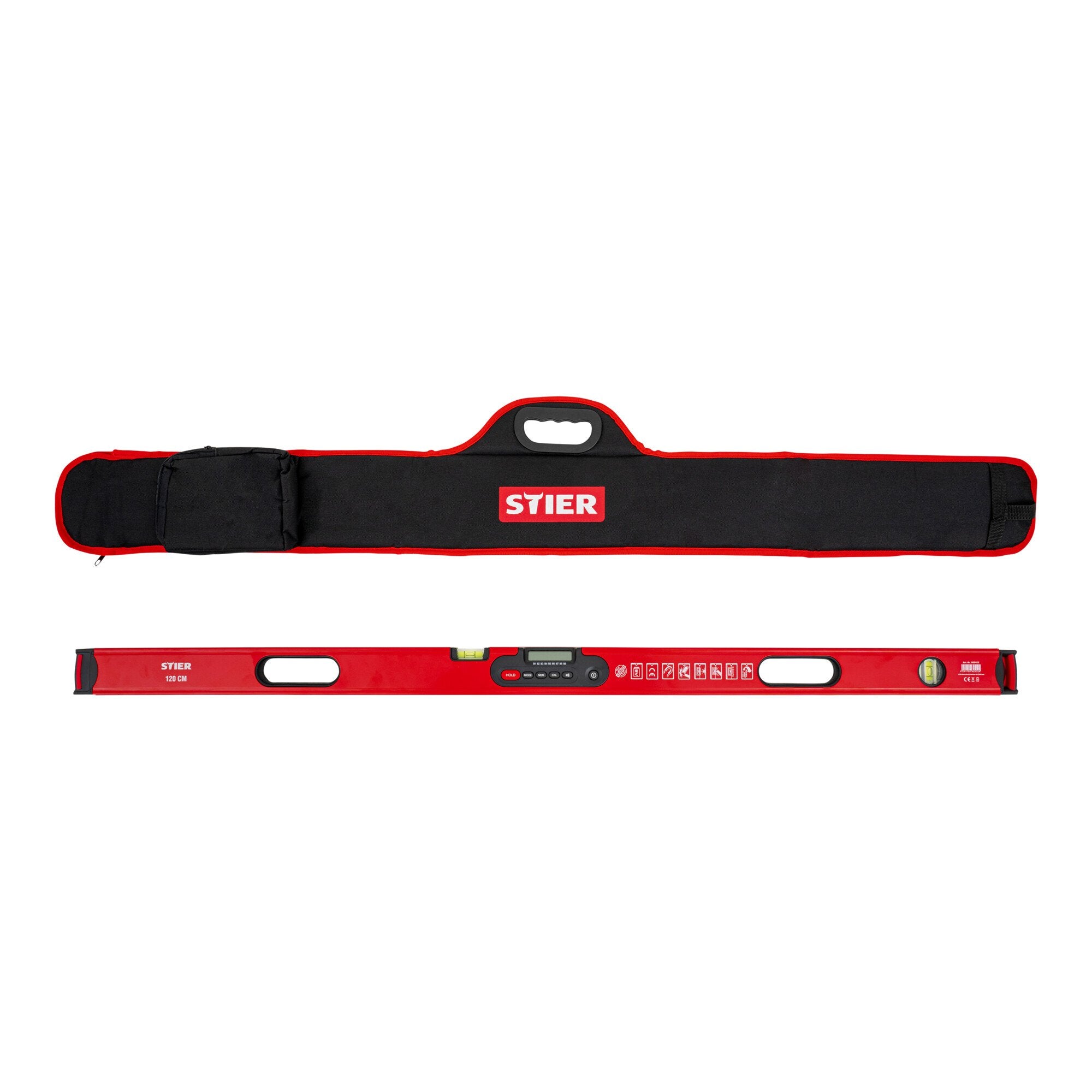 STIER Digitale Wasserwaage SDW-1200 LCD-Display ±0,2° HOLD-Funktion 120 cm