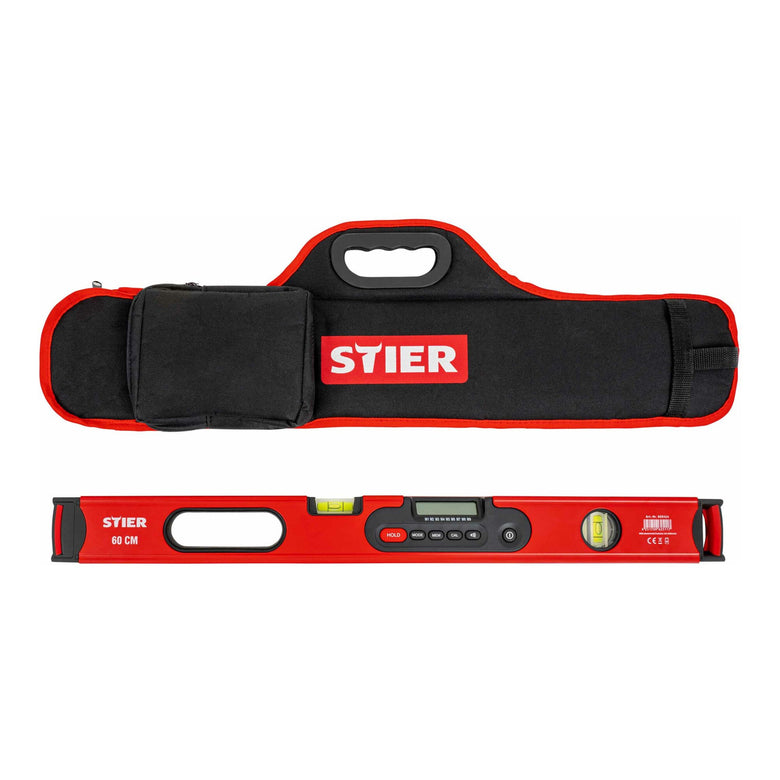 STIER Digitale Wasserwaage SDW-600 LCD-Display ±0,2° HOLD-Funktion 60 cm