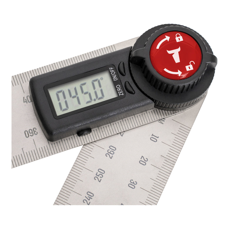 STIER Digitaler Winkelmesser SDW-300 LCD-Display ±0,3° rostfreier Stahl 300 mm