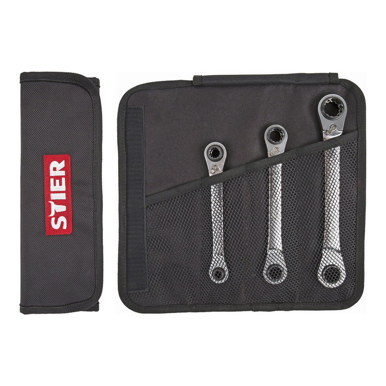 STIER Doppel Ring Ratschen Schlüssel Satz 3-teilig SW 9 | 10 | 13 | 14 | 17 | 18