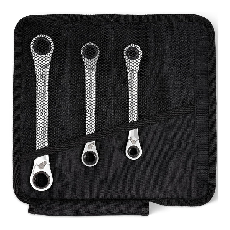 STIER double ring ratchet wrench set, 3-piece, size 9 | 10 | 13 | 14 | 17 | 18