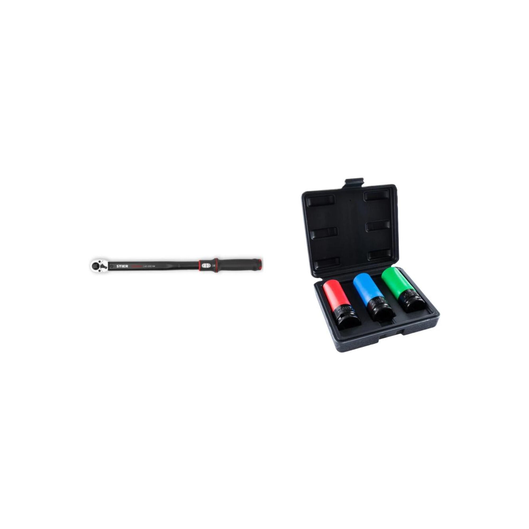 STIER torque impact socket set, 1/2", SW 17/19/21 mm (2-piece)