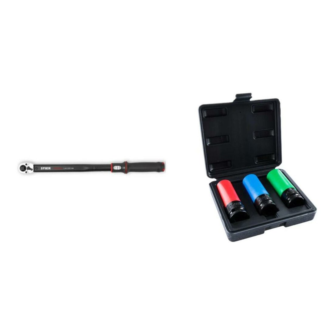 STIER Drehmoment- Kraft-Steckschlüssel-Set, 1/2", SW 17/19/21 mm (2-tlg.)