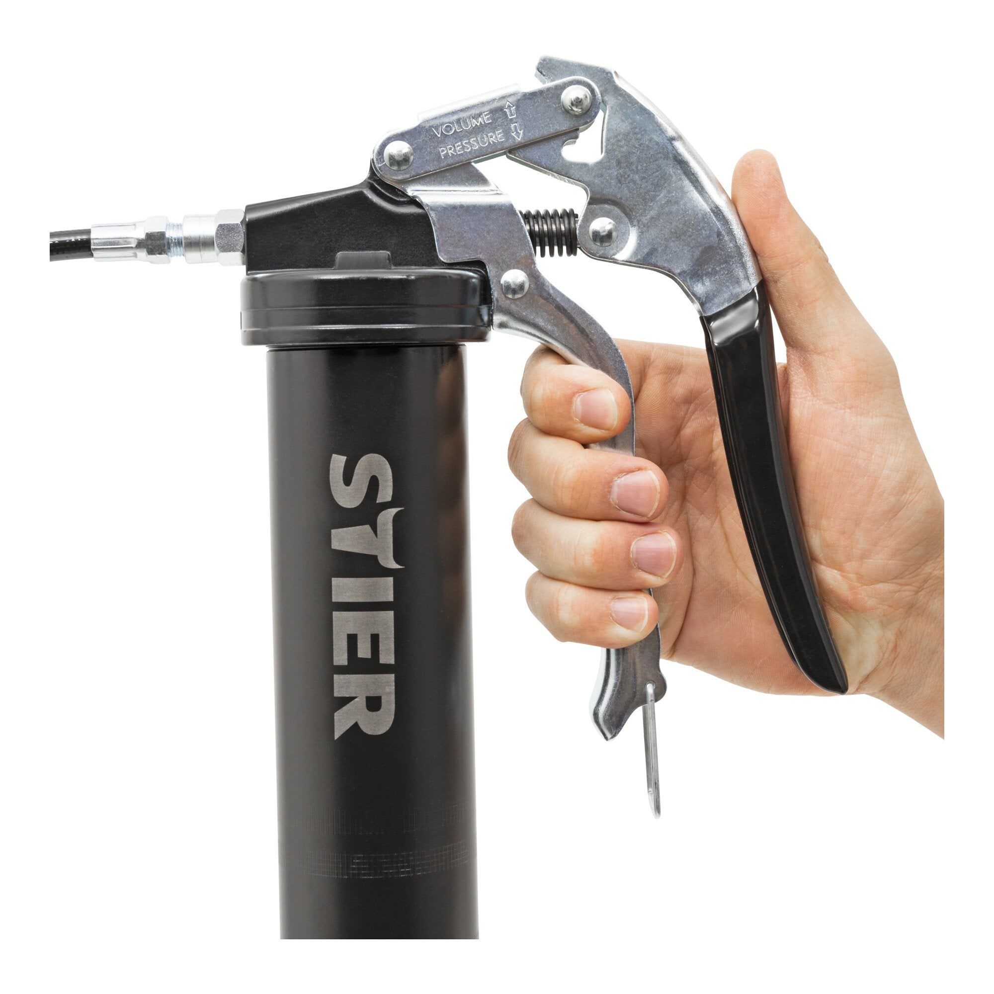 STIER one-hand grease gun with nylon hose working pressure 410 bar grease gun