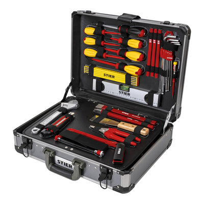 STIER electrician's tool assortment tool case 128-piece spirit level hammer