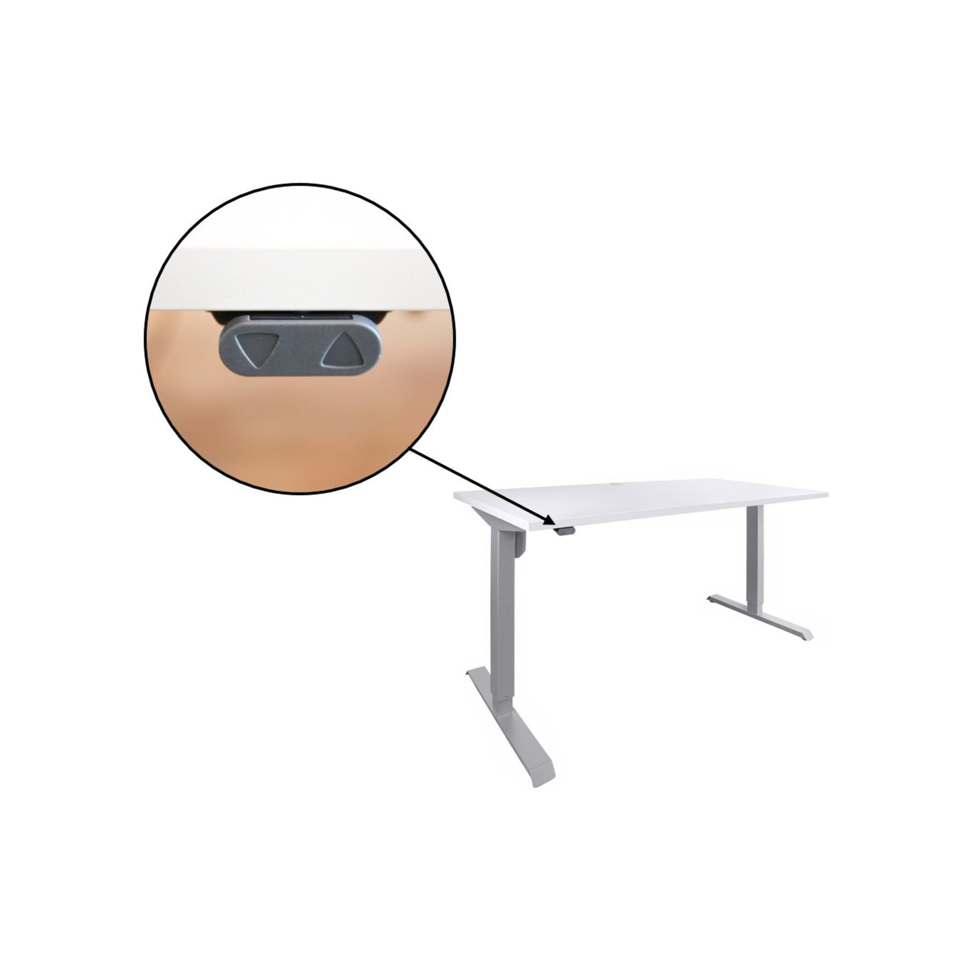 STIER Electrically height-adjustable desk 501-33, table frame with tabletop 100x80 cm, white mel., ergonomic sit-stand desk continuously adjustable 68-118 cm