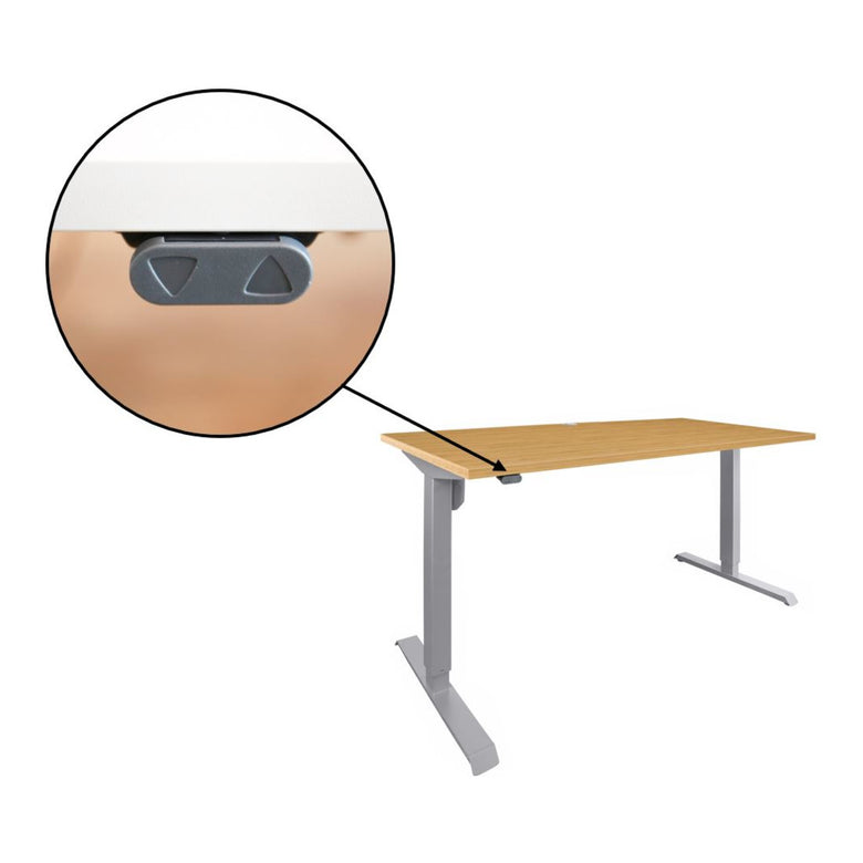 STIER Elektrisch höhenverstellbarer Schreibtisch 501-33, Tischgestell mit Tischplatte 100x80 cm, Buche mel., Ergonomischer Steh-Sitz-Tisch stufenlos verstellbar 68-118 cm