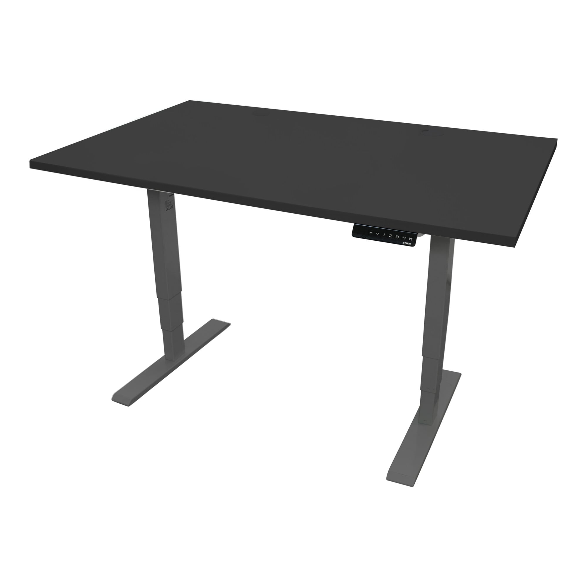 STIER Elektrisch höhenverstellbarer Schreibtisch THA 120x80cm schwarz/schwarz