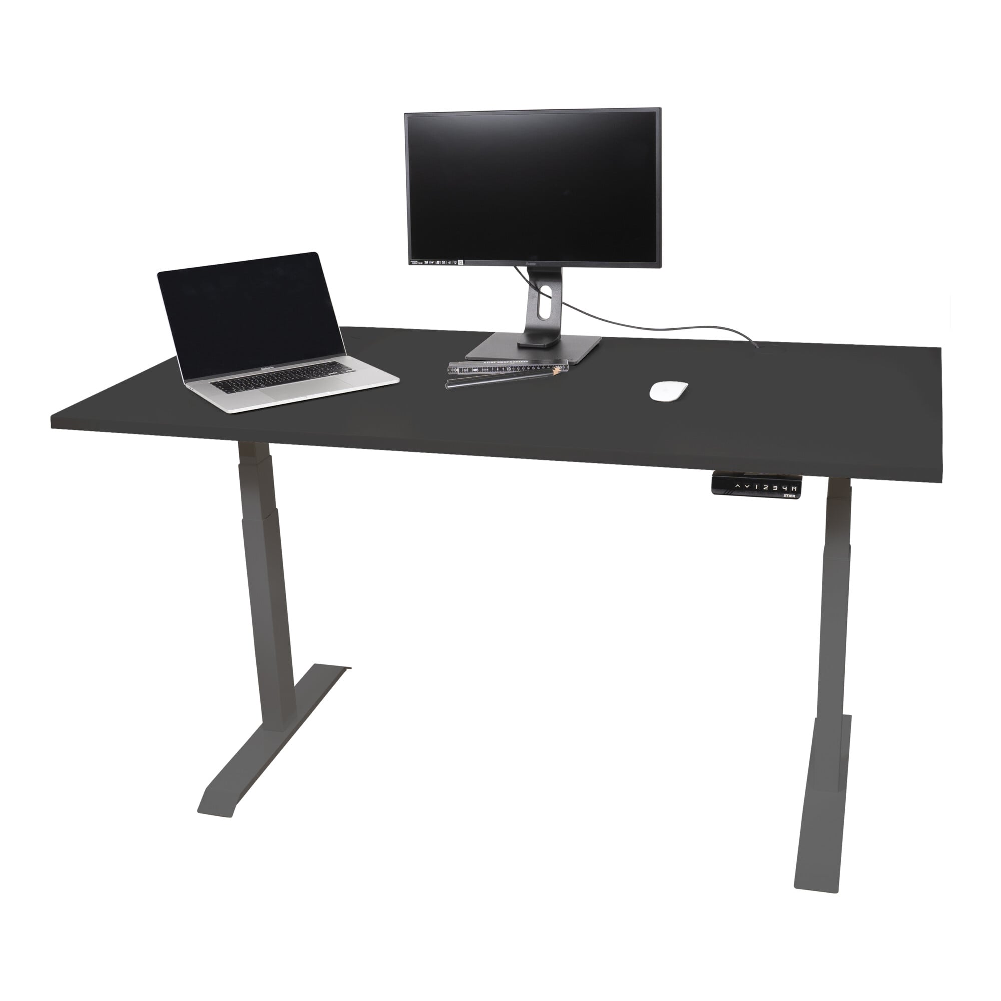 STIER Electrically height-adjustable desk TSR 120x80cm black/black