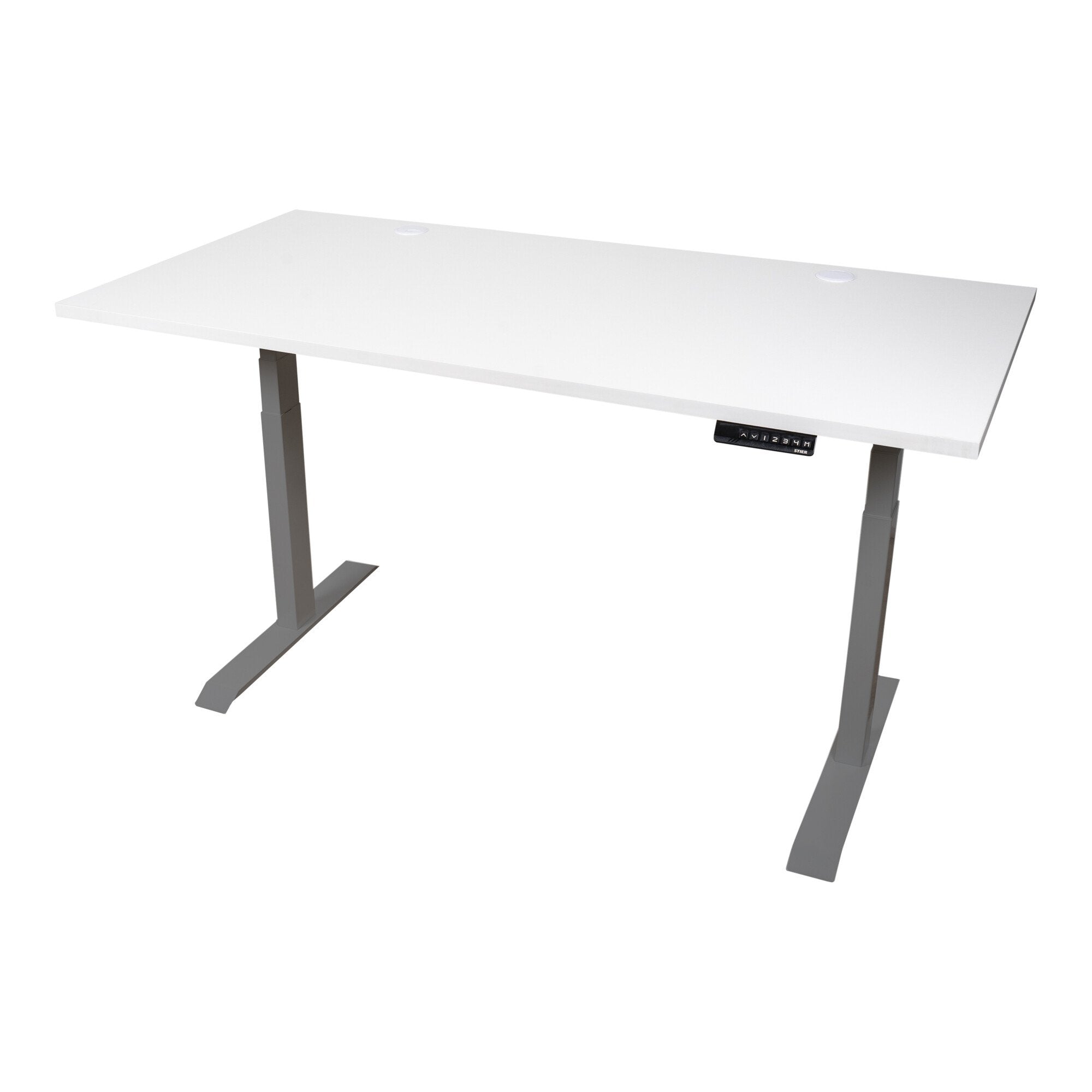STIER Elektrisch höhenverstellbarer Schreibtisch TSR 120x80cm weiß/silber