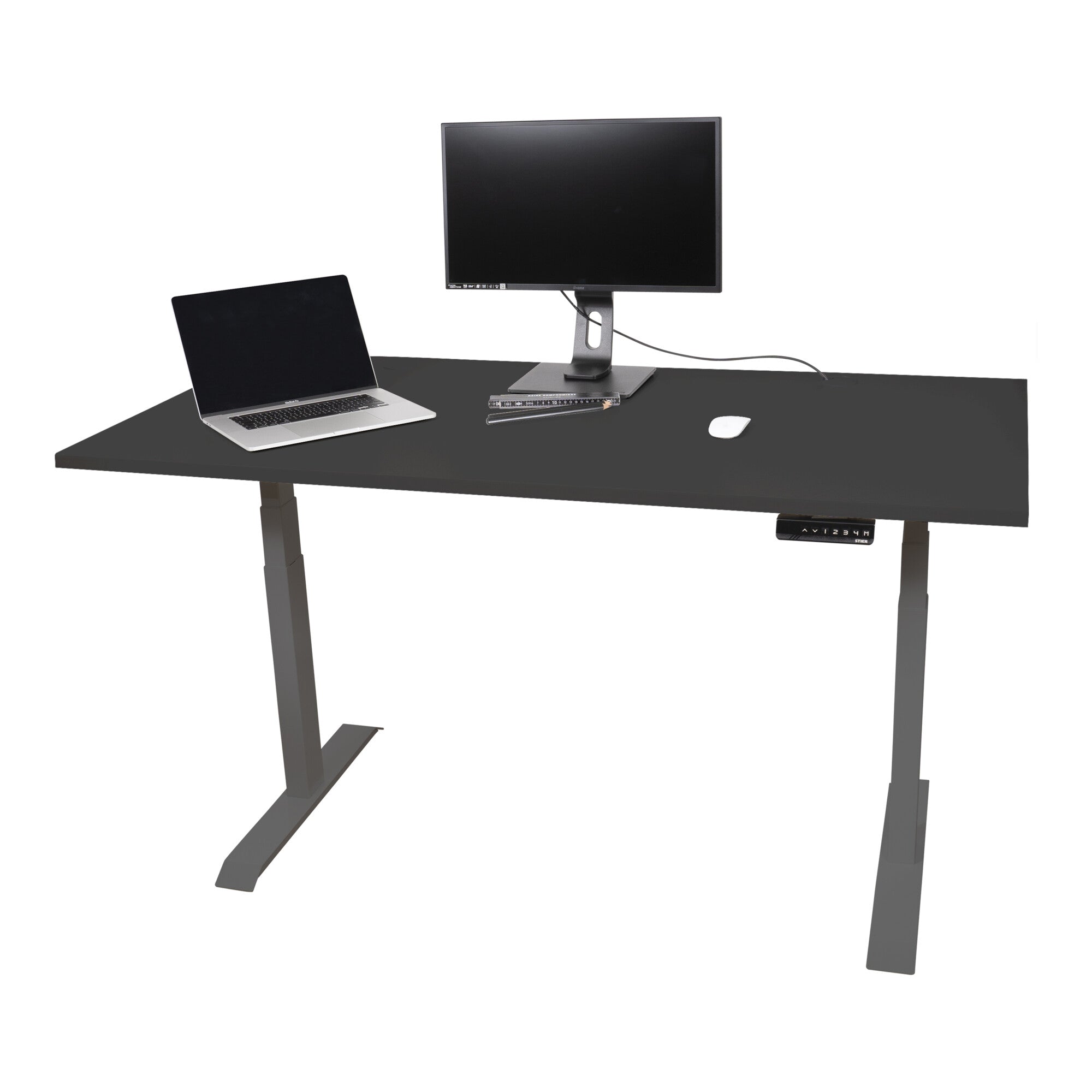 STIER Electrically height-adjustable desk TSR 160x80cm black/black