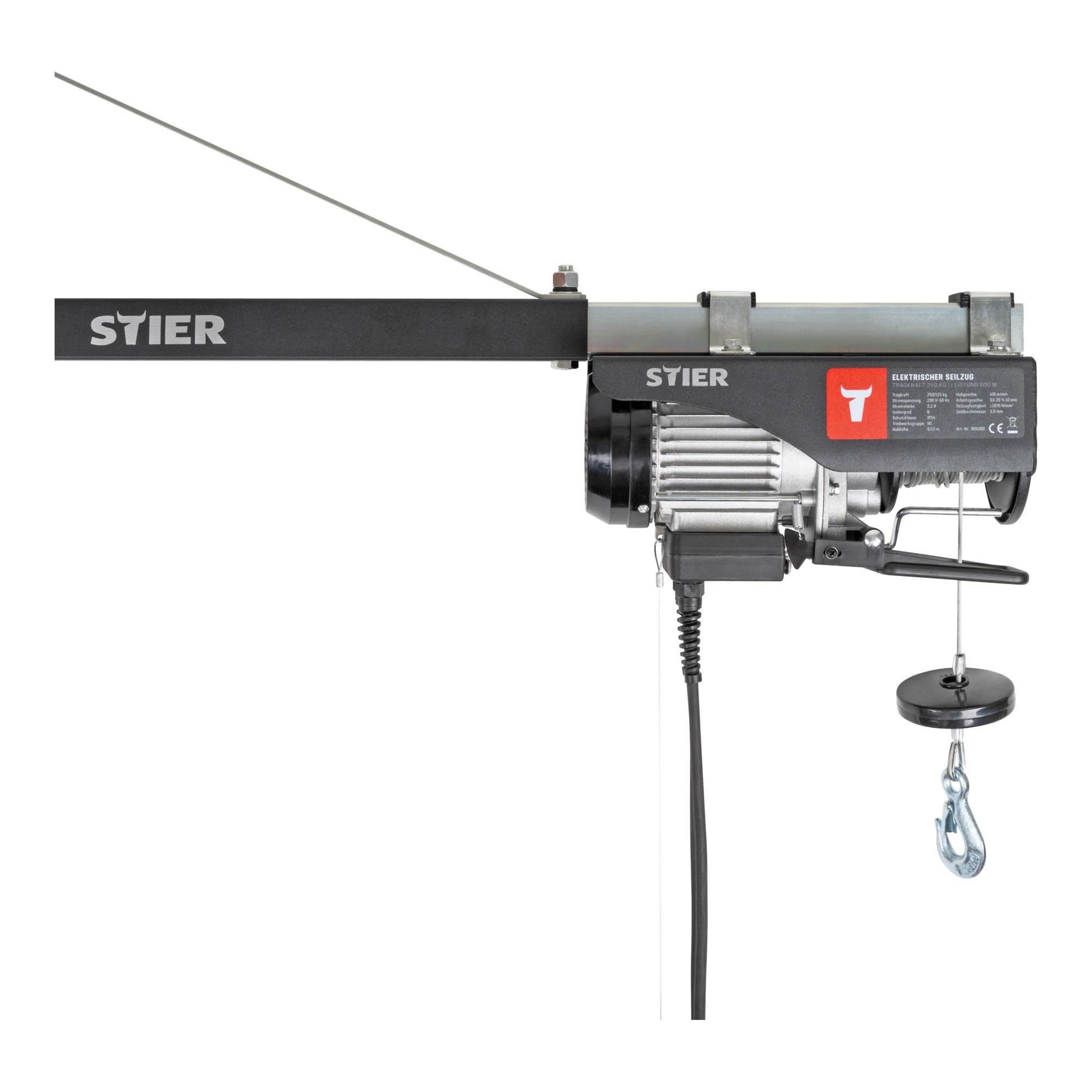 STIER Elektrischer Seilzug 250 bis 999kg Seilwinde Hebehöhe 12m 500 bis 900 W