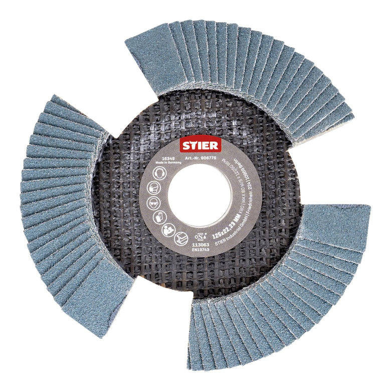 STIER Fächerschleifscheibe View Line 125 x 22,23 K80 für handelsübliche