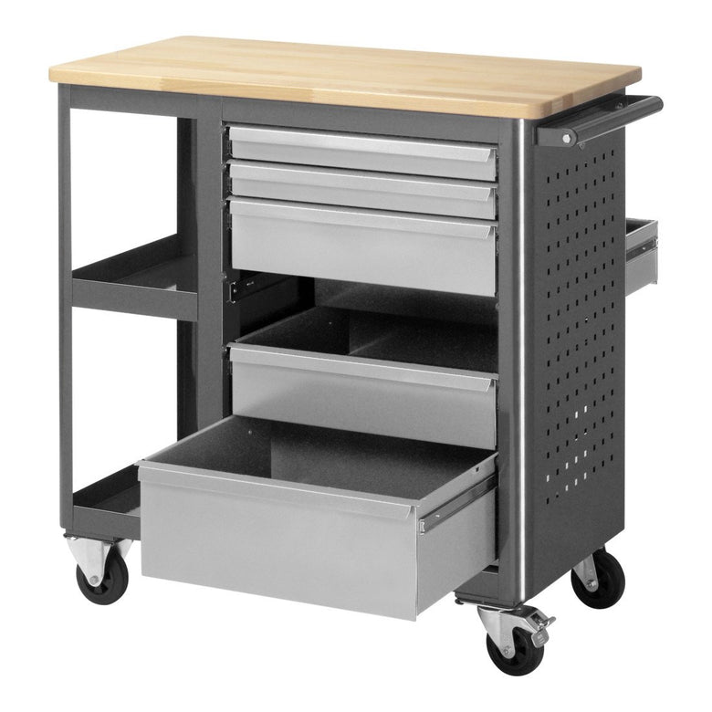 STIER Mobile workbench with 6 drawers and 2 shelves WxDxH 960x450x950 mm
