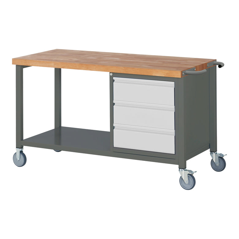 STIER Mobile Workbench Premium with 3 drawers WxDxH 1500x700x880 mm 