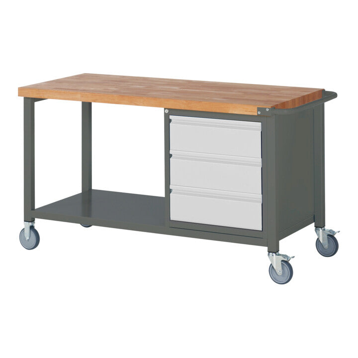 STIER Fahrbare Werkbank Premium mit 3 Schubladen BxTxH 1500x700x880 mm