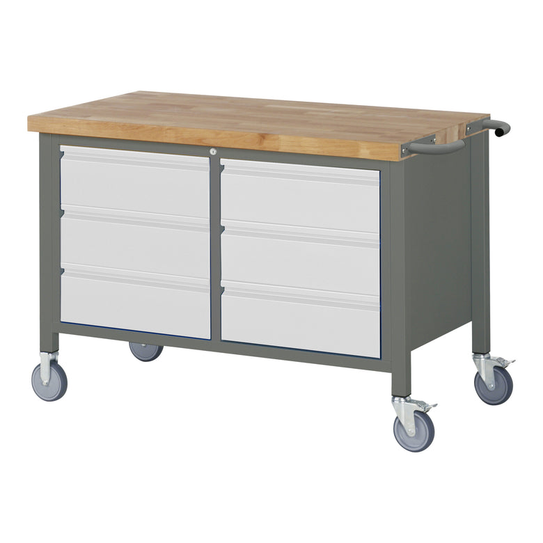 STIER Fahrbare Werkbank Premium mit 6 Schubladen BxTxH 1250x700x880 mm
