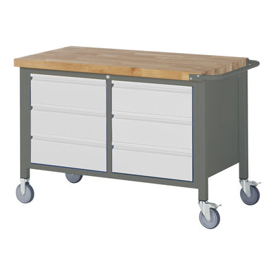 STIER Fahrbare Werkbank Premium mit 6 Schubladen BxTxH 1250x700x880 mm