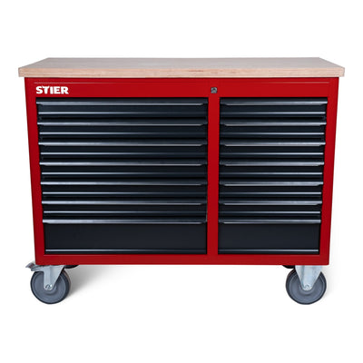 STIER Fahrbare Werkbank XXL leer, 2-spaltig, 14 Schubl., 300kg, 930x1150x520mm