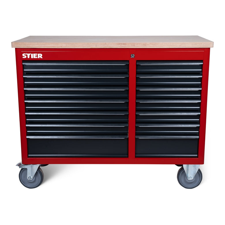 STIER Fahrbare Werkbank XXL leer, 2-spaltig, 14 Schubl., 300kg, 930x1150x520mm