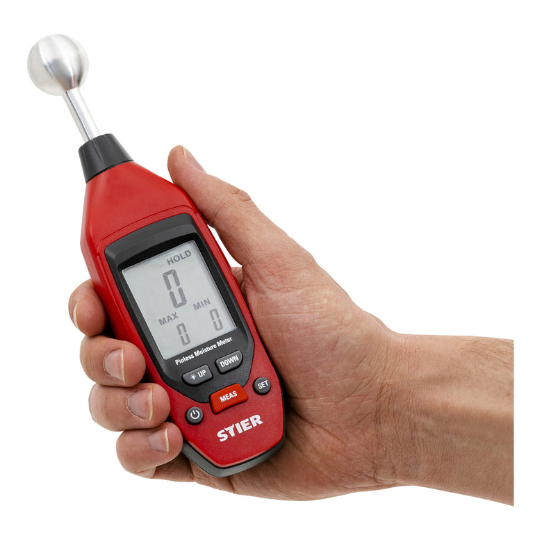 STIER moisture meter up to 40 mm depth LCD display battery operated