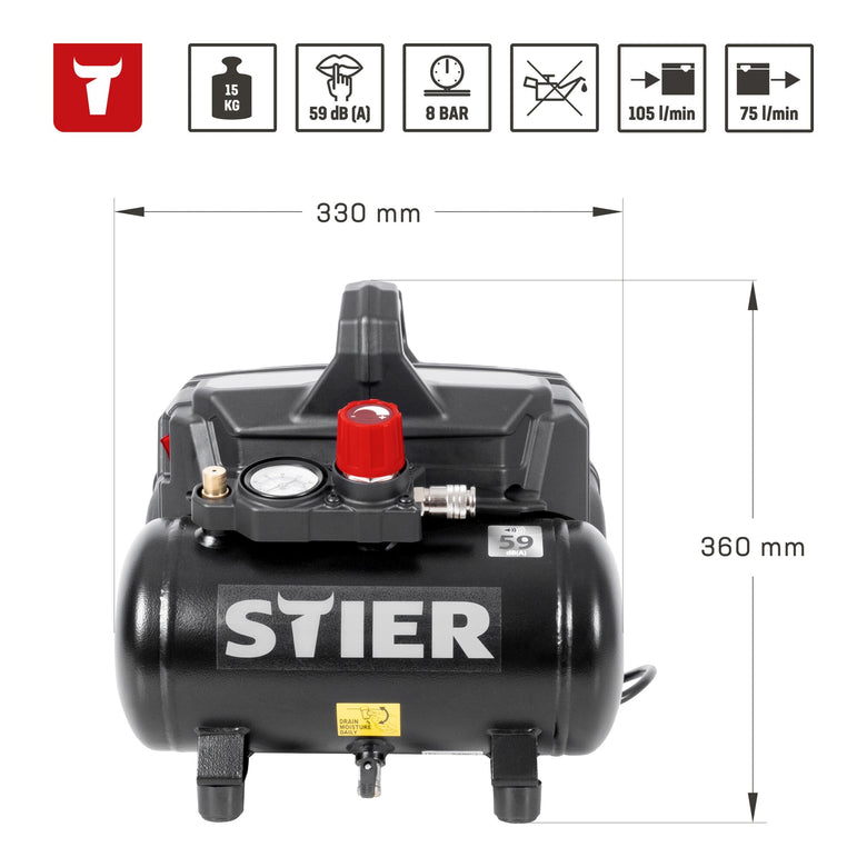STIER Flüsterkompressor FKT 215-8-6 ölfrei