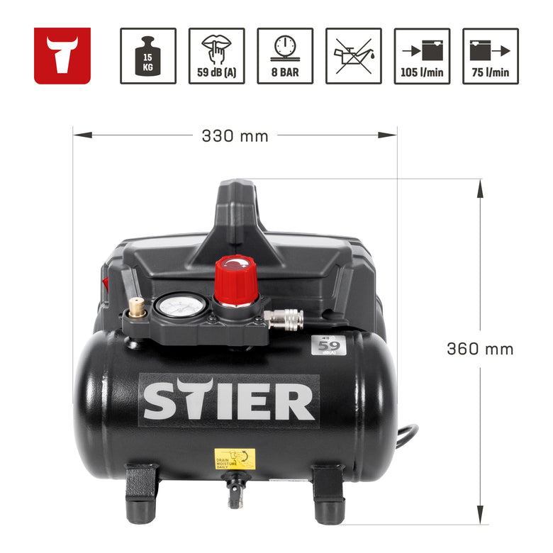 STIER Flüsterkompressor FKT 215-8-6 ölfrei
