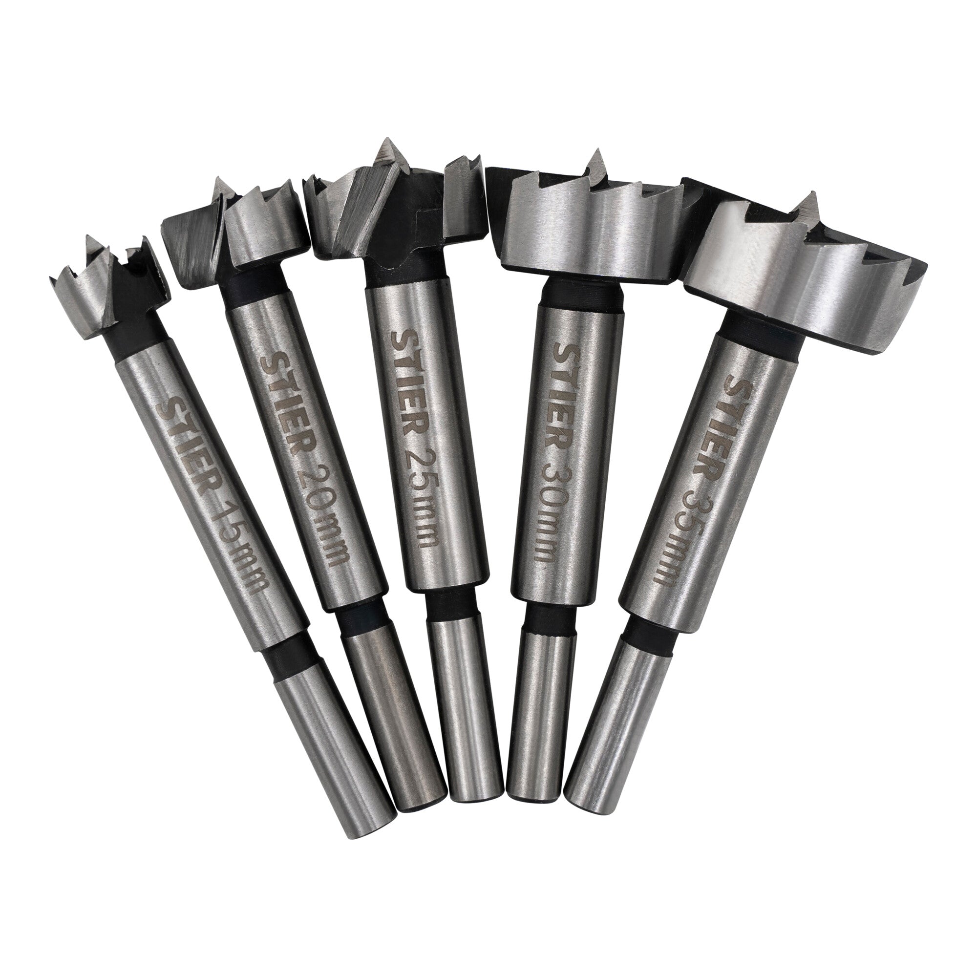 STIER high-quality Forstner bit set 5-piece in practical cassette 20 25 30