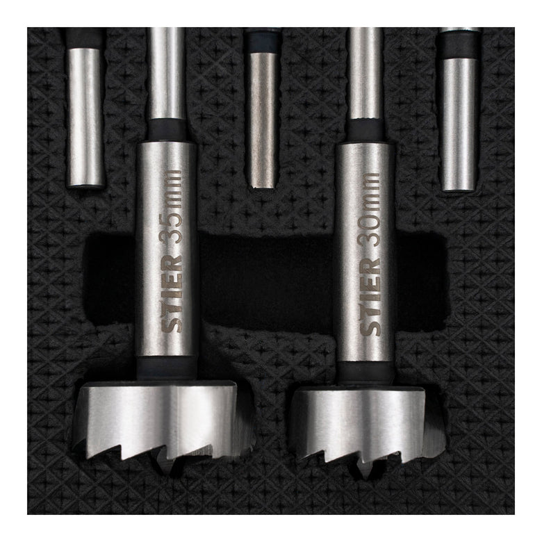 STIER high-quality Forstner bit set 5-piece in practical cassette 20 25 30