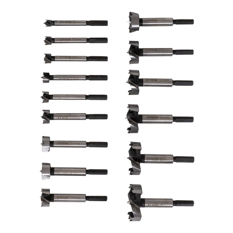STIER Forstnerbohrer-Set in Holz-Kasette 15-teilig (Durchmesser 10 - 50 mm) 8 -