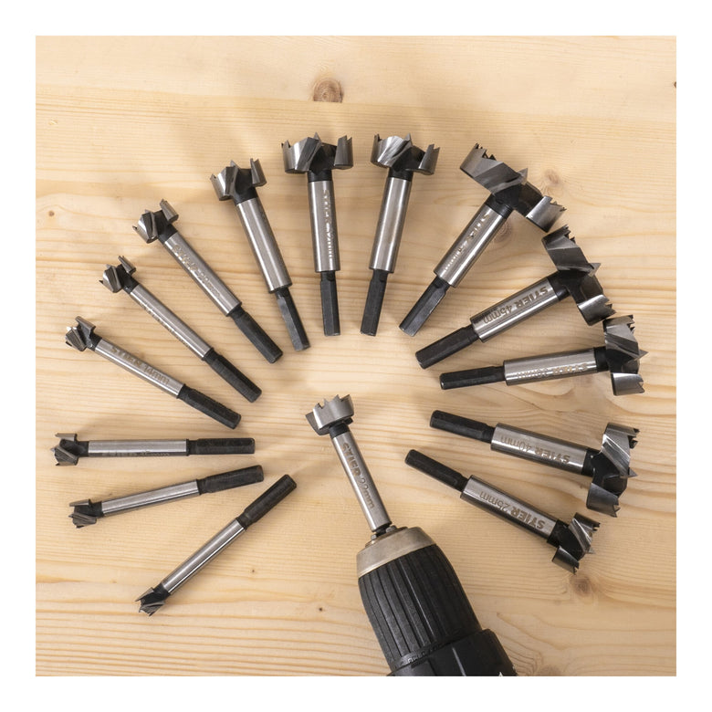 STIER Forstnerbohrer-Set in Holz-Kasette 15-teilig (Durchmesser 10 - 50 mm) 8 -