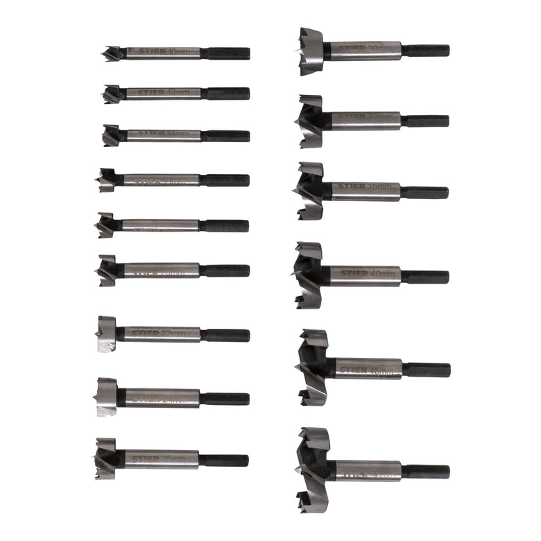STIER Forstner bit set in wooden case 15 pieces (diameter 10 - 50 mm) 8 -