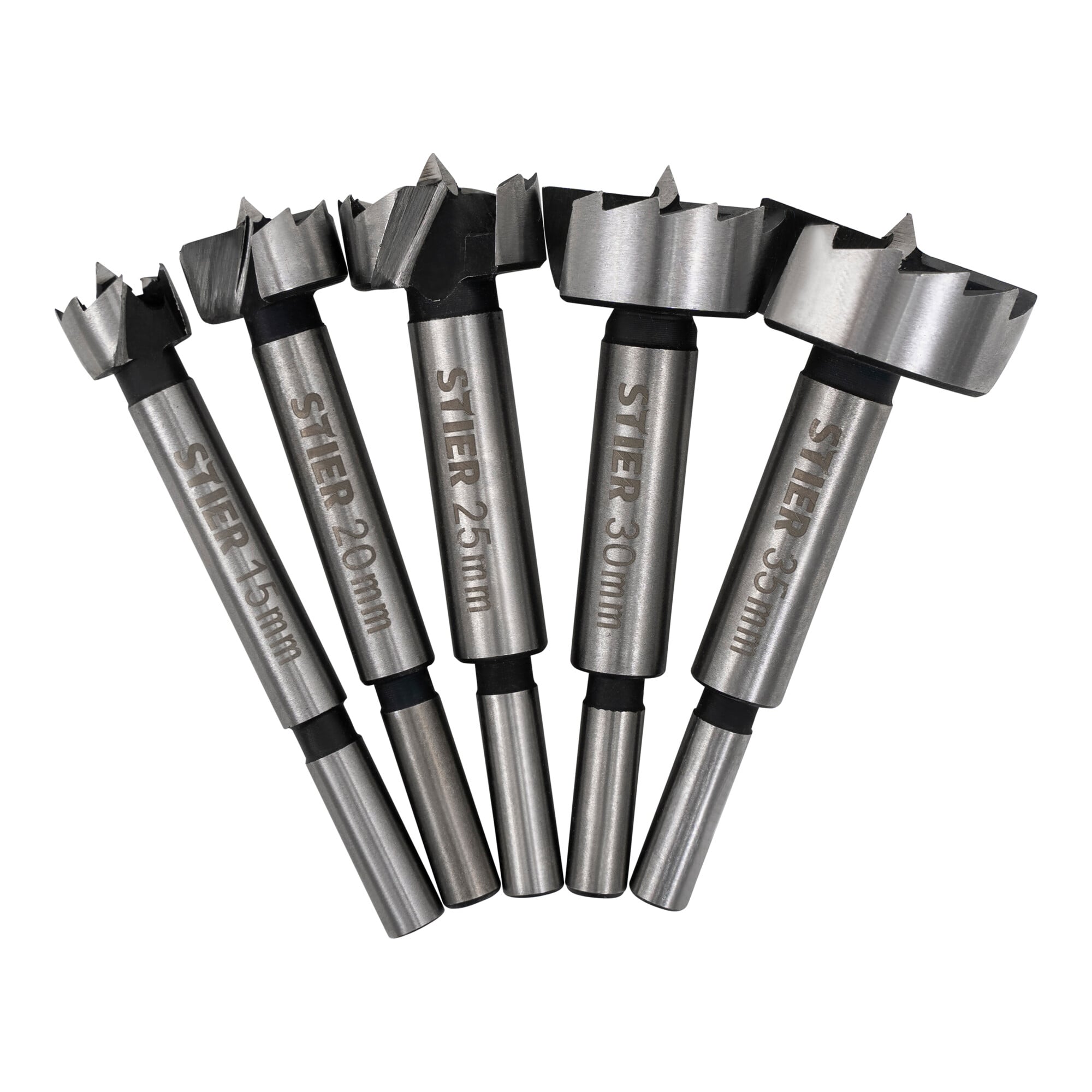 STIER Forstnerbohrer Set in Holz-Kasette 5-teilig (15 20 25 30 35 mm) 10 mm
