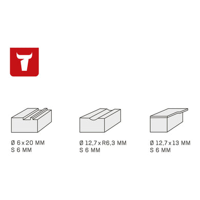 STIER Fräser-Set 3-teilig 6 mm Schaft Nutfräser Bündigfräser Rundkantenfräser