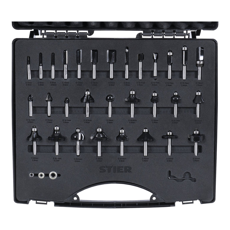 STIER milling cutter assortment 30-piece 8 mm in a plastic case