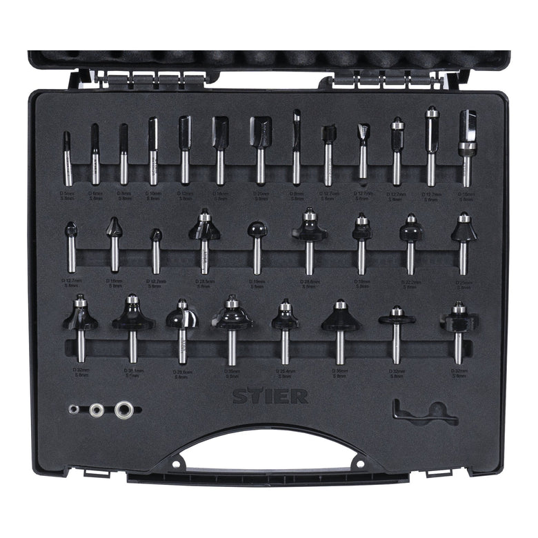 STIER milling cutter assortment 30-piece 8 mm in a plastic case