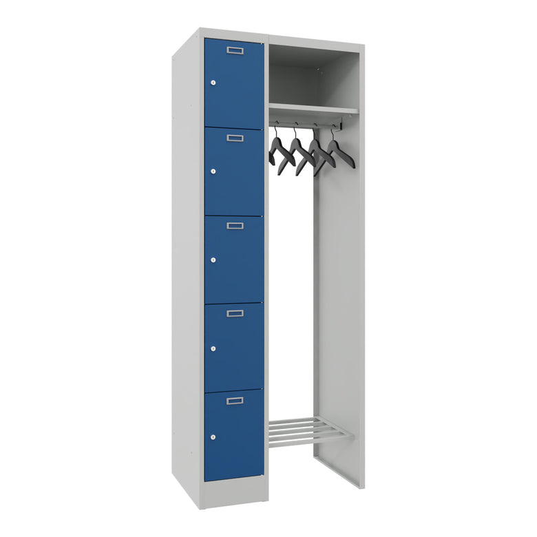 STIER Open Wardrobe Premium with 5 Lockers Cylinder Lock