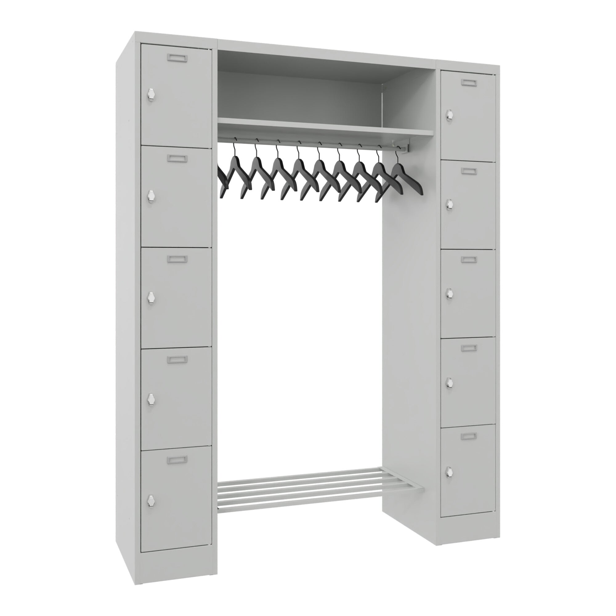 STIER Open Wardrobe Premium with 10 Lockers Turn Lock Light Grey